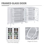 HOMCOM Kitchen Buffet Cabinet White Sideboard with Glass Doors Adjustable Shelves for Dining & Coffee Bar - Comfortable Living Decor