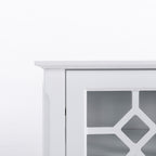 HOMCOM Kitchen Buffet Cabinet White Sideboard with Glass Doors Adjustable Shelves for Dining & Coffee Bar - Comfortable Living Decor