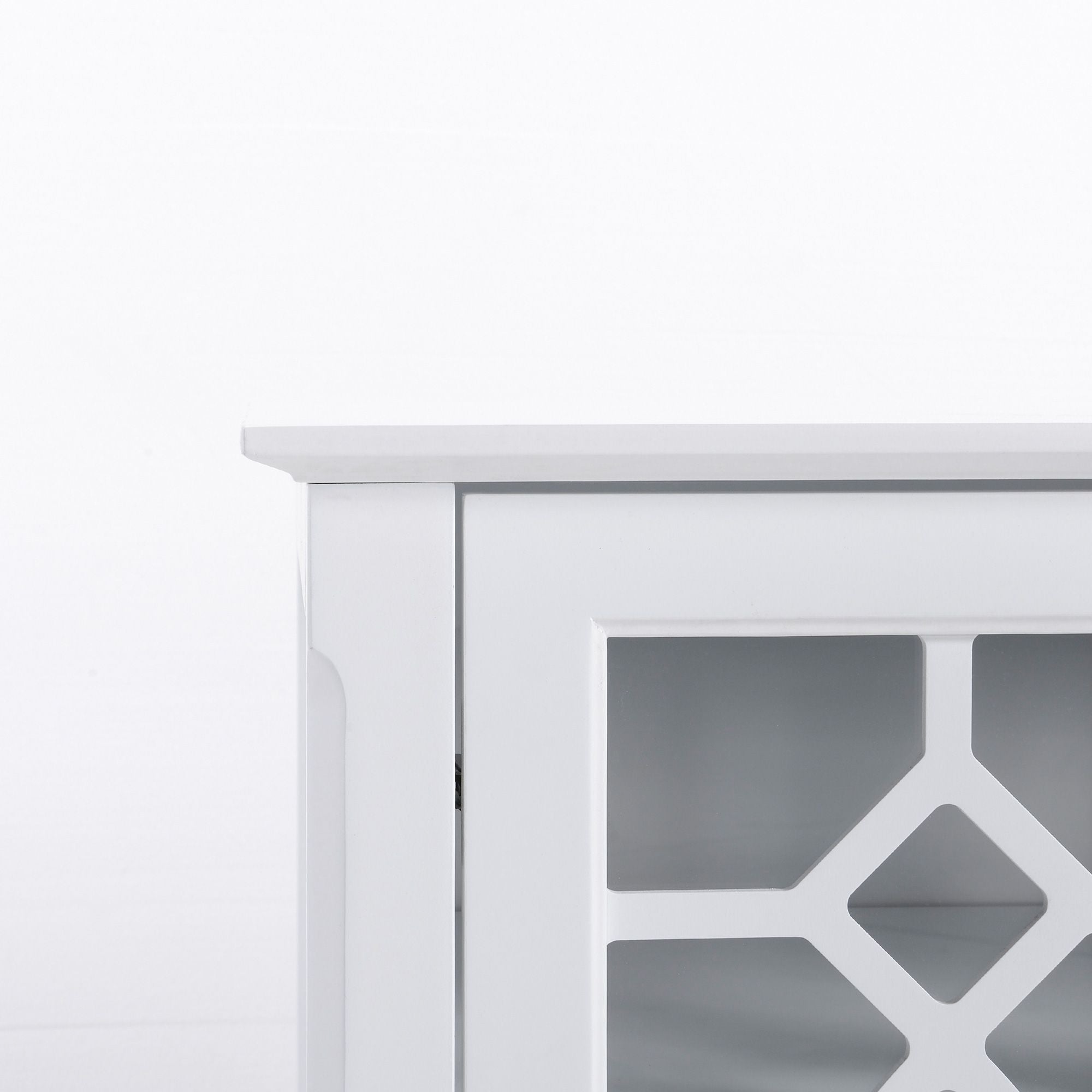 HOMCOM Kitchen Buffet Cabinet White Sideboard with Glass Doors Adjustable Shelves for Dining & Coffee Bar - Comfortable Living Decor