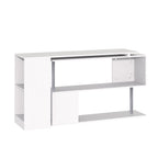 HOMCOM L - Shaped Desk 55" 360° Rotating White Corner Computer Workstation with Storage - Comfortable Living Decor