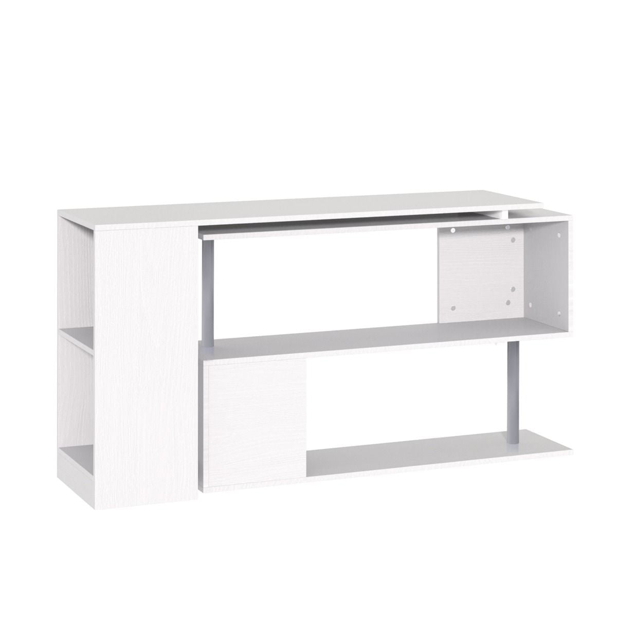 HOMCOM L - Shaped Desk 55" 360° Rotating White Corner Computer Workstation with Storage - Comfortable Living Decor