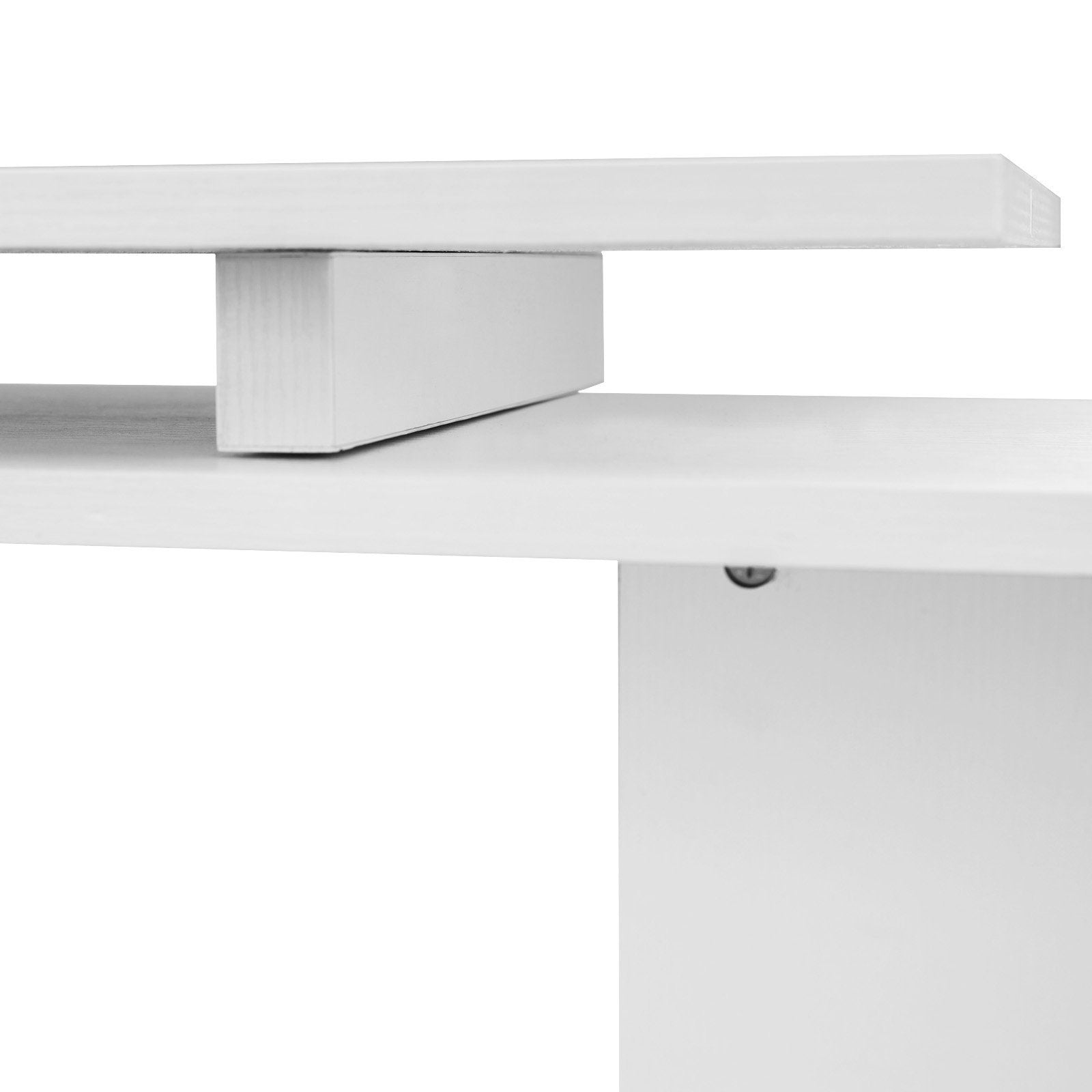 HOMCOM L - Shaped Desk 55" 360° Rotating White Corner Computer Workstation with Storage - Comfortable Living Decor