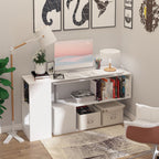 HOMCOM L - Shaped Desk 55" 360° Rotating White Corner Computer Workstation with Storage - Comfortable Living Decor