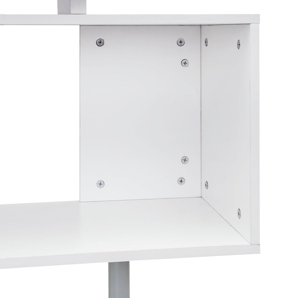 HOMCOM L - Shaped Desk 55" 360° Rotating White Corner Computer Workstation with Storage - Comfortable Living Decor