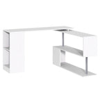 HOMCOM L - Shaped Desk 55" 360° Rotating White Corner Computer Workstation with Storage - Comfortable Living Decor