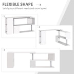 HOMCOM L - Shaped Desk 55" 360° Rotating White Corner Computer Workstation with Storage - Comfortable Living Decor