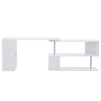 HOMCOM L - Shaped Desk 55" 360° Rotating White Corner Computer Workstation with Storage - Comfortable Living Decor