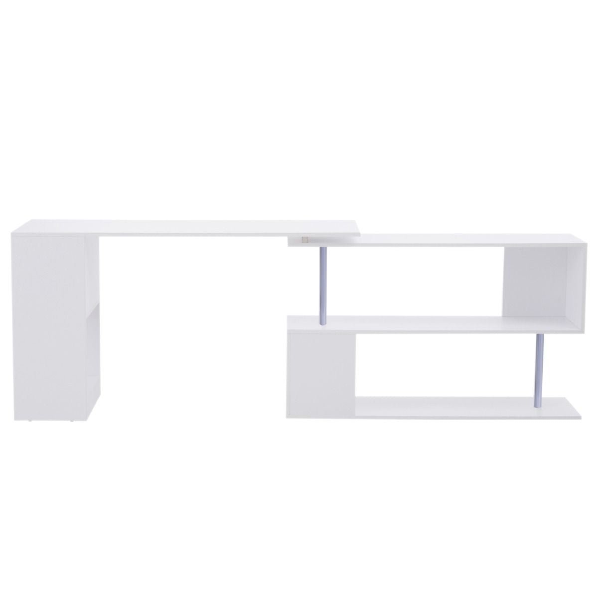 HOMCOM L - Shaped Desk 55" 360° Rotating White Corner Computer Workstation with Storage - Comfortable Living Decor