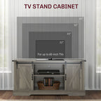 HOMCOM Mid Morden Sideboard, 16" Tall Cabinet with Sliding Barn Door & Charging Station, 65" TV Stand for Living Room, Gray - Comfortable Living Decor