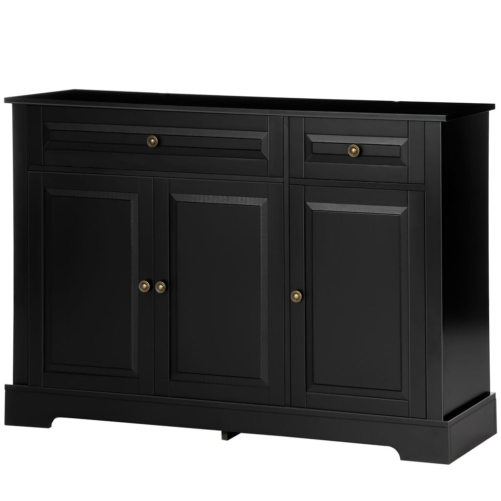 HOMCOM Modern Black Sideboard Buffet with Cupboards Drawers Shelves for Living Room Kitchen Storage - Comfortable Living Decor
