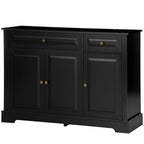 HOMCOM Modern Black Sideboard Buffet with Cupboards Drawers Shelves for Living Room Kitchen Storage - Comfortable Living Decor