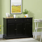 HOMCOM Modern Black Sideboard Buffet with Cupboards Drawers Shelves for Living Room Kitchen Storage - Comfortable Living Decor