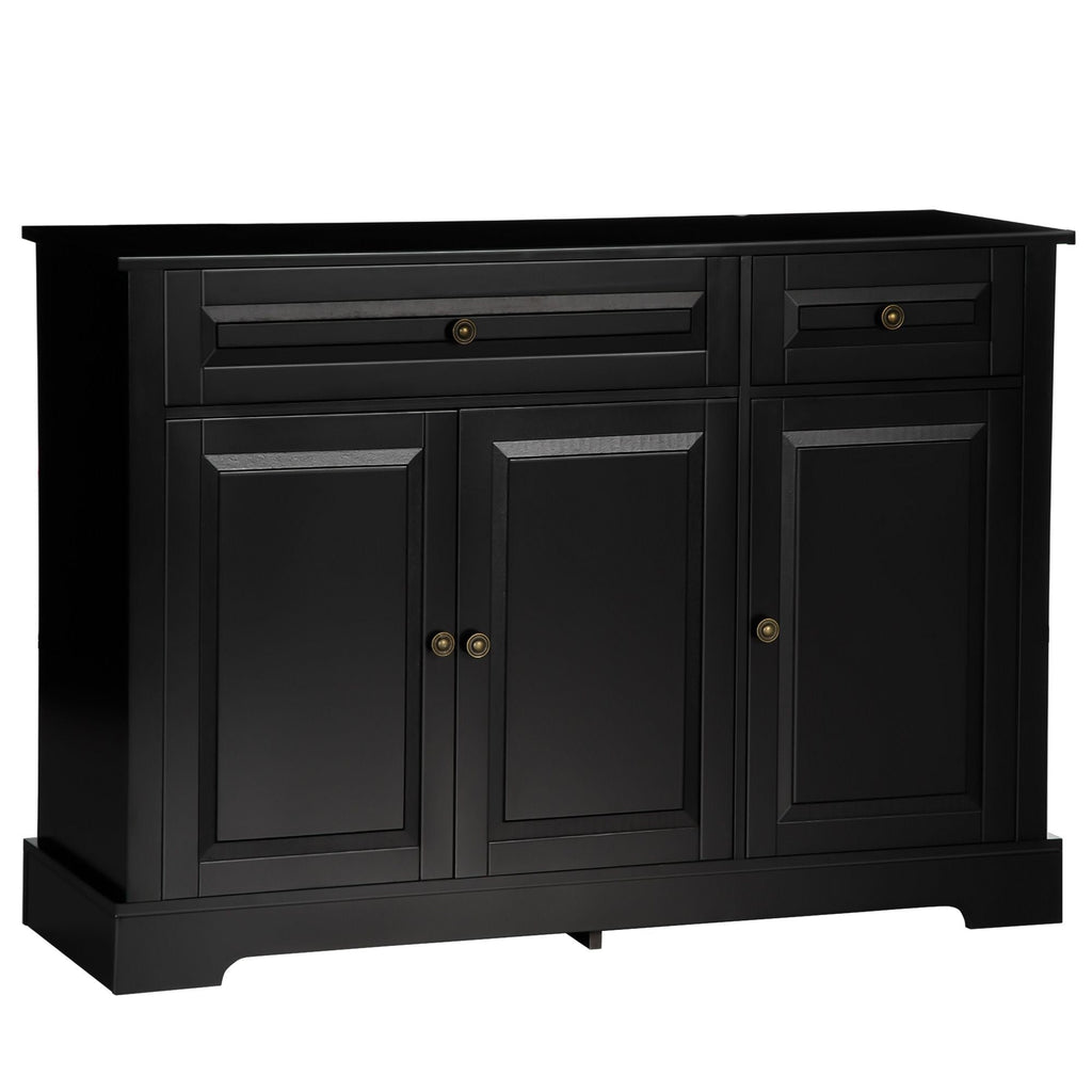 HOMCOM Modern Black Sideboard Buffet with Cupboards Drawers Shelves for Living Room Kitchen Storage - Comfortable Living Decor