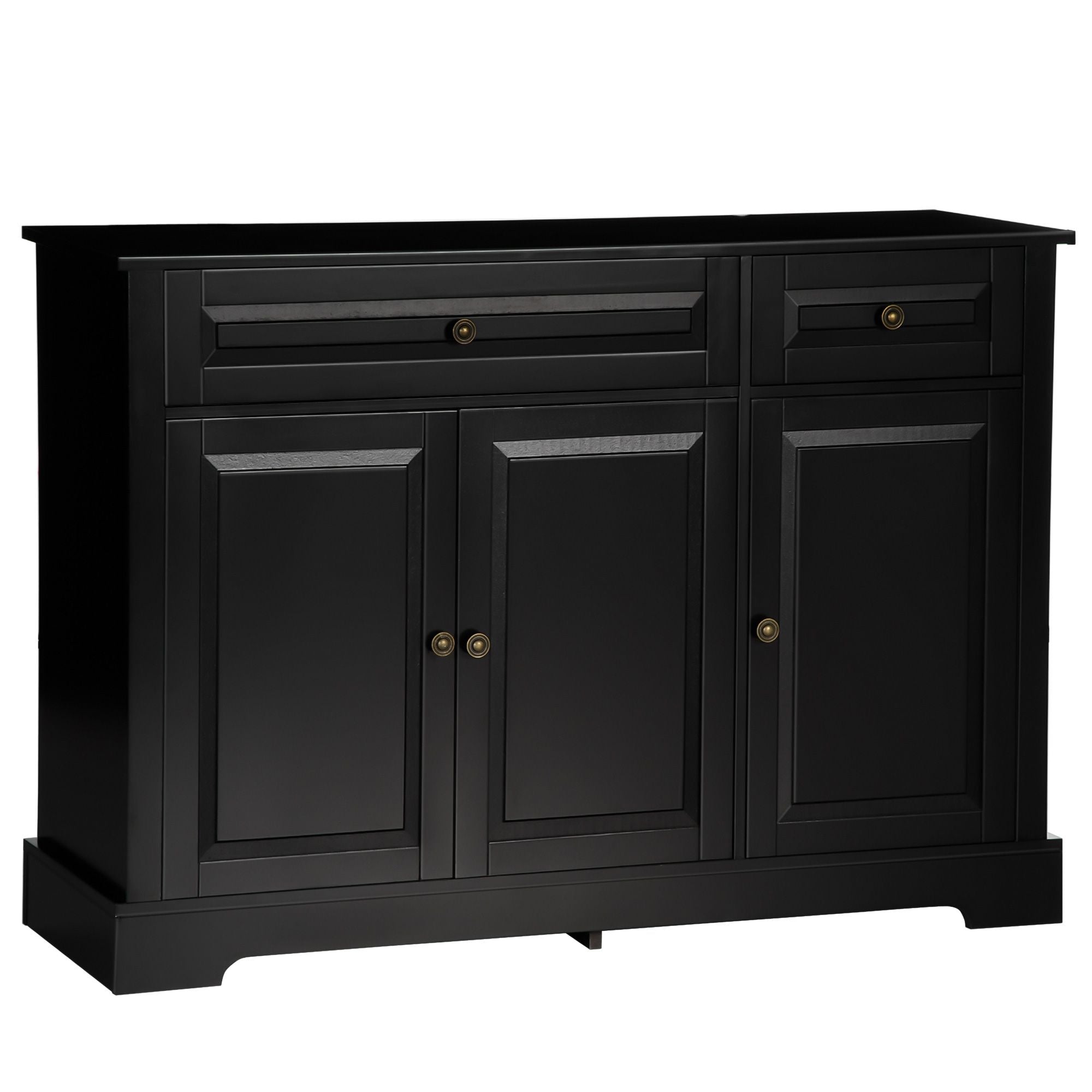 HOMCOM Modern Black Sideboard Buffet with Cupboards Drawers Shelves for Living Room Kitchen Storage - Comfortable Living Decor