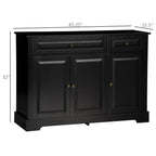 HOMCOM Modern Black Sideboard Buffet with Cupboards Drawers Shelves for Living Room Kitchen Storage - Comfortable Living Decor