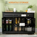HOMCOM Modern Black Sideboard Buffet with Cupboards Drawers Shelves for Living Room Kitchen Storage - Comfortable Living Decor