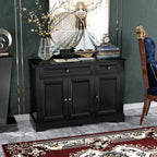 HOMCOM Modern Black Sideboard Buffet with Cupboards Drawers Shelves for Living Room Kitchen Storage - Comfortable Living Decor