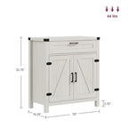 HOMCOM Modern Farmhouse Sideboard Storage Cabinet, Buffet Cabinet with 2 Barn Doors and Drawer for Dining Room, White Oak - Comfortable Living Decor