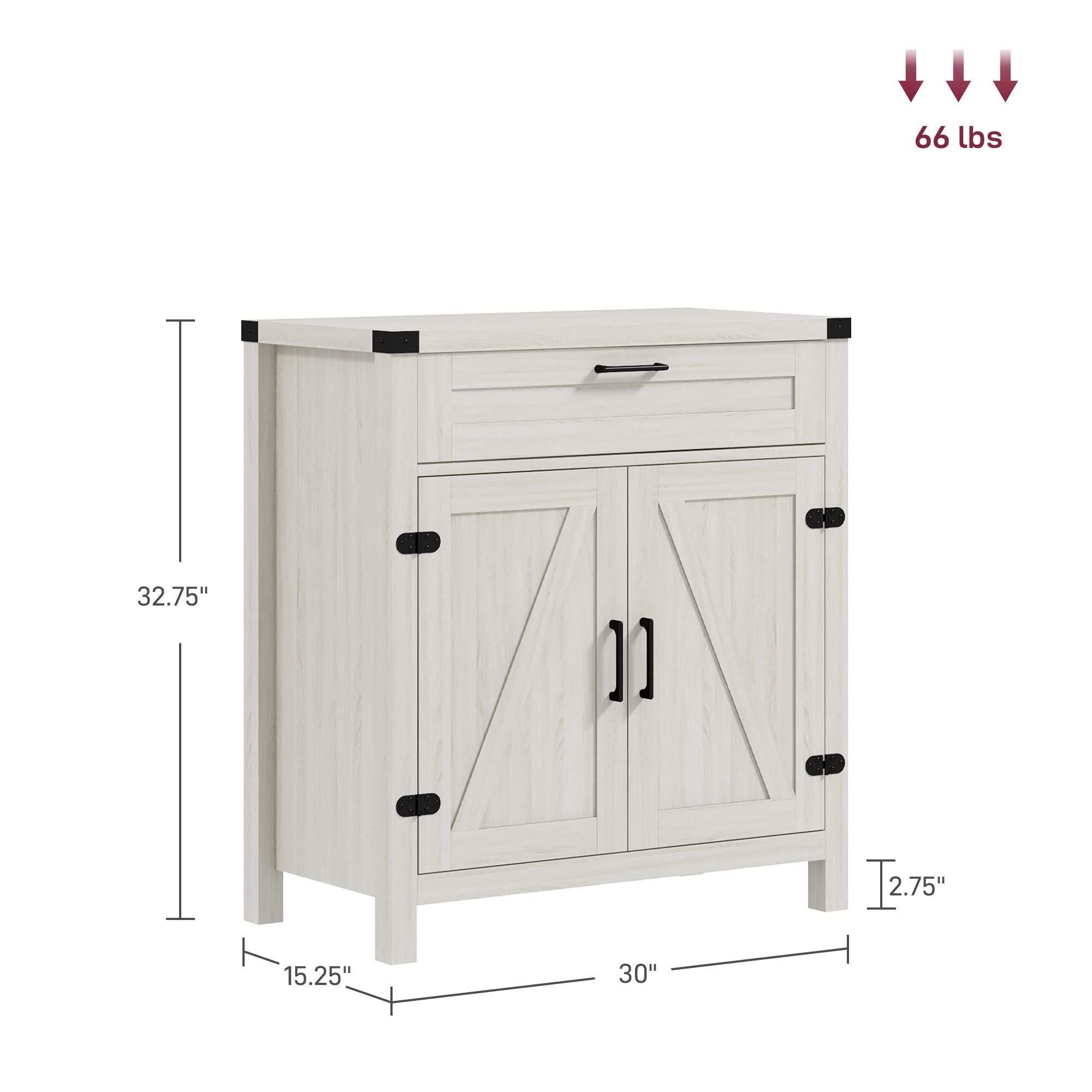 HOMCOM Modern Farmhouse Sideboard Storage Cabinet, Buffet Cabinet with 2 Barn Doors and Drawer for Dining Room, White Oak - Comfortable Living Decor
