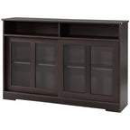 HOMCOM Modern Kitchen Buffet Cabinet, Storage Sideboard, Sliding Glass Doors Cupboard with Adjustable Shelf, Dark Brown - Comfortable Living Decor