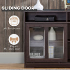 HOMCOM Modern Kitchen Buffet Cabinet, Storage Sideboard, Sliding Glass Doors Cupboard with Adjustable Shelf, Dark Brown - Comfortable Living Decor