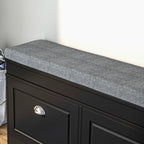 HOMCOM Modern Shoe Storage Bench Black Entryway Bench with Cushion 2 Drawers Ottoman Holds 8 Pairs - Comfortable Living Decor
