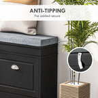 HOMCOM Modern Shoe Storage Bench Black Entryway Bench with Cushion 2 Drawers Ottoman Holds 8 Pairs - Comfortable Living Decor
