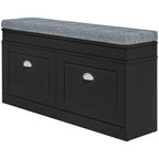 HOMCOM Modern Shoe Storage Bench Black Entryway Bench with Cushion 2 Drawers Ottoman Holds 8 Pairs - Comfortable Living Decor