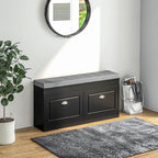 HOMCOM Modern Shoe Storage Bench Black Entryway Bench with Cushion 2 Drawers Ottoman Holds 8 Pairs - Comfortable Living Decor