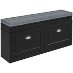 HOMCOM Modern Shoe Storage Bench Black Entryway Bench with Cushion 2 Drawers Ottoman Holds 8 Pairs - Comfortable Living Decor