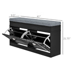 HOMCOM Modern Shoe Storage Bench Black Entryway Bench with Cushion 2 Drawers Ottoman Holds 8 Pairs - Comfortable Living Decor
