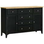 HOMCOM Modern Sideboard Buffet Cabinet Rubberwood Top Adjustable Shelves Black for Kitchen Living Room - Comfortable Living Decor