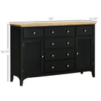 HOMCOM Modern Sideboard Buffet Cabinet Rubberwood Top Adjustable Shelves Black for Kitchen Living Room - Comfortable Living Decor