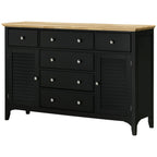 HOMCOM Modern Sideboard Buffet Cabinet Rubberwood Top Adjustable Shelves Black for Kitchen Living Room - Comfortable Living Decor