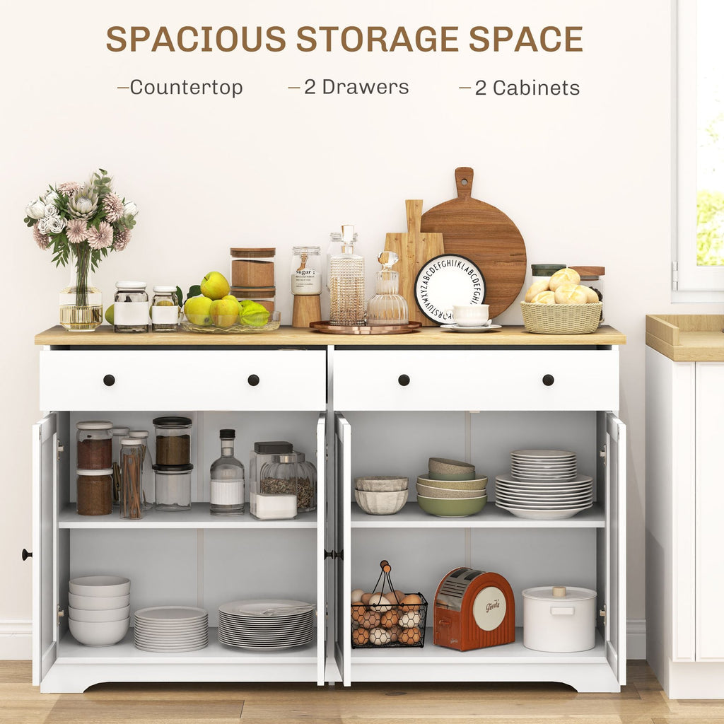 HOMCOM Modern Sideboard, Buffet Cabinet with Storage Drawers, Adjustable Shelves for Living Room, Dining Room, Entryway, White - Comfortable Living Decor