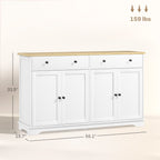 HOMCOM Modern Sideboard, Buffet Cabinet with Storage Drawers, Adjustable Shelves for Living Room, Dining Room, Entryway, White - Comfortable Living Decor