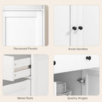 HOMCOM Modern Sideboard, Buffet Cabinet with Storage Drawers, Adjustable Shelves for Living Room, Dining Room, Entryway, White - Comfortable Living Decor