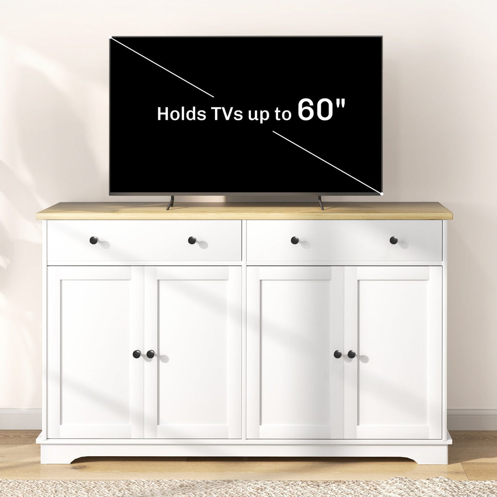 HOMCOM Modern Sideboard, Buffet Cabinet with Storage Drawers, Adjustable Shelves for Living Room, Dining Room, Entryway, White - Comfortable Living Decor