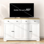 HOMCOM Modern Sideboard, Buffet Cabinet with Storage Drawers, Adjustable Shelves for Living Room, Dining Room, Entryway, White - Comfortable Living Decor