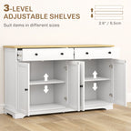 HOMCOM Modern Sideboard, Buffet Cabinet with Storage Drawers, Adjustable Shelves for Living Room, Dining Room, Entryway, White - Comfortable Living Decor