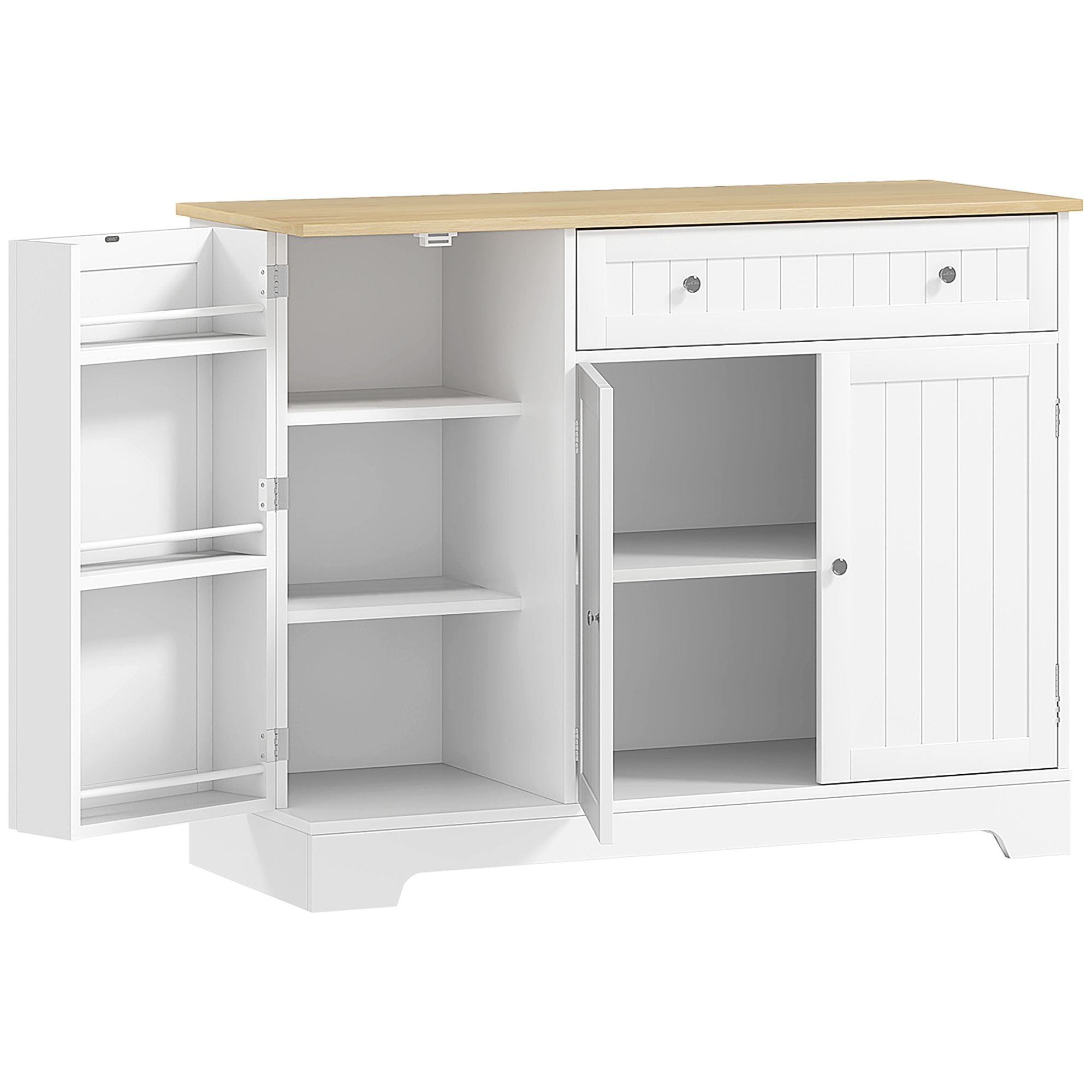 HOMCOM Modern Sideboard Cabinet, 41" Kitchen Buffet Cabinet with Drawer, Adjustable Shelf, 3 Doors for Dining Room, White - Comfortable Living Decor