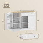 HOMCOM Modern Sideboard Cabinet, 41" Kitchen Buffet Cabinet with Drawer, Adjustable Shelf, 3 Doors for Dining Room, White - Comfortable Living Decor