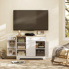 HOMCOM Modern Sideboard Cabinet, 41" Kitchen Buffet Cabinet with Drawer, Adjustable Shelf, 3 Doors for Dining Room, White - Comfortable Living Decor