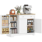 HOMCOM Modern Sideboard Cabinet, 41" Kitchen Buffet Cabinet with Drawer, Adjustable Shelf, 3 Doors for Dining Room, White - Comfortable Living Decor