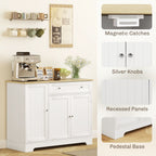 HOMCOM Modern Sideboard Cabinet, 41" Kitchen Buffet Cabinet with Drawer, Adjustable Shelf, 3 Doors for Dining Room, White - Comfortable Living Decor