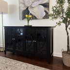 HOMCOM Modern Sideboard Espresso Storage Console Table Buffet Cabinet Glass Doors Living Dining Room - Comfortable Living Decor
