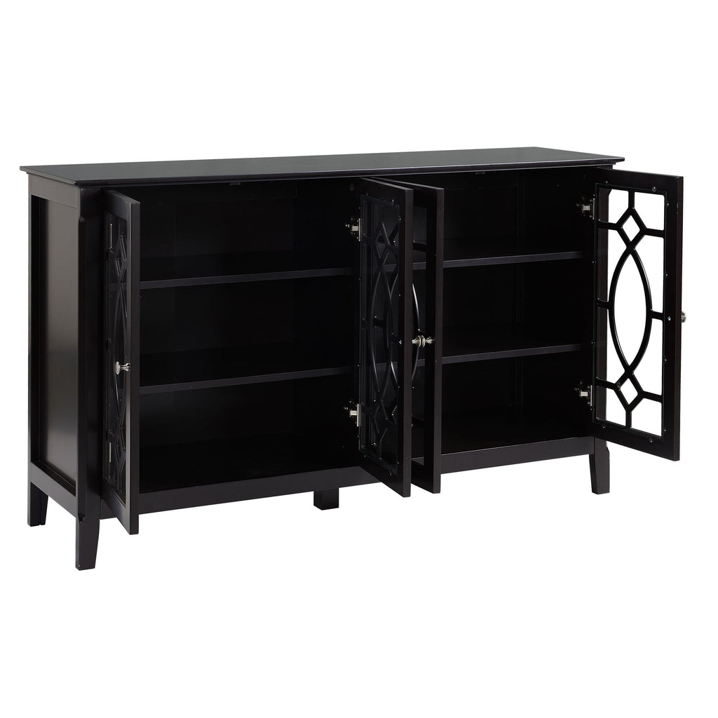 HOMCOM Modern Sideboard Espresso Storage Console Table Buffet Cabinet Glass Doors Living Dining Room - Comfortable Living Decor