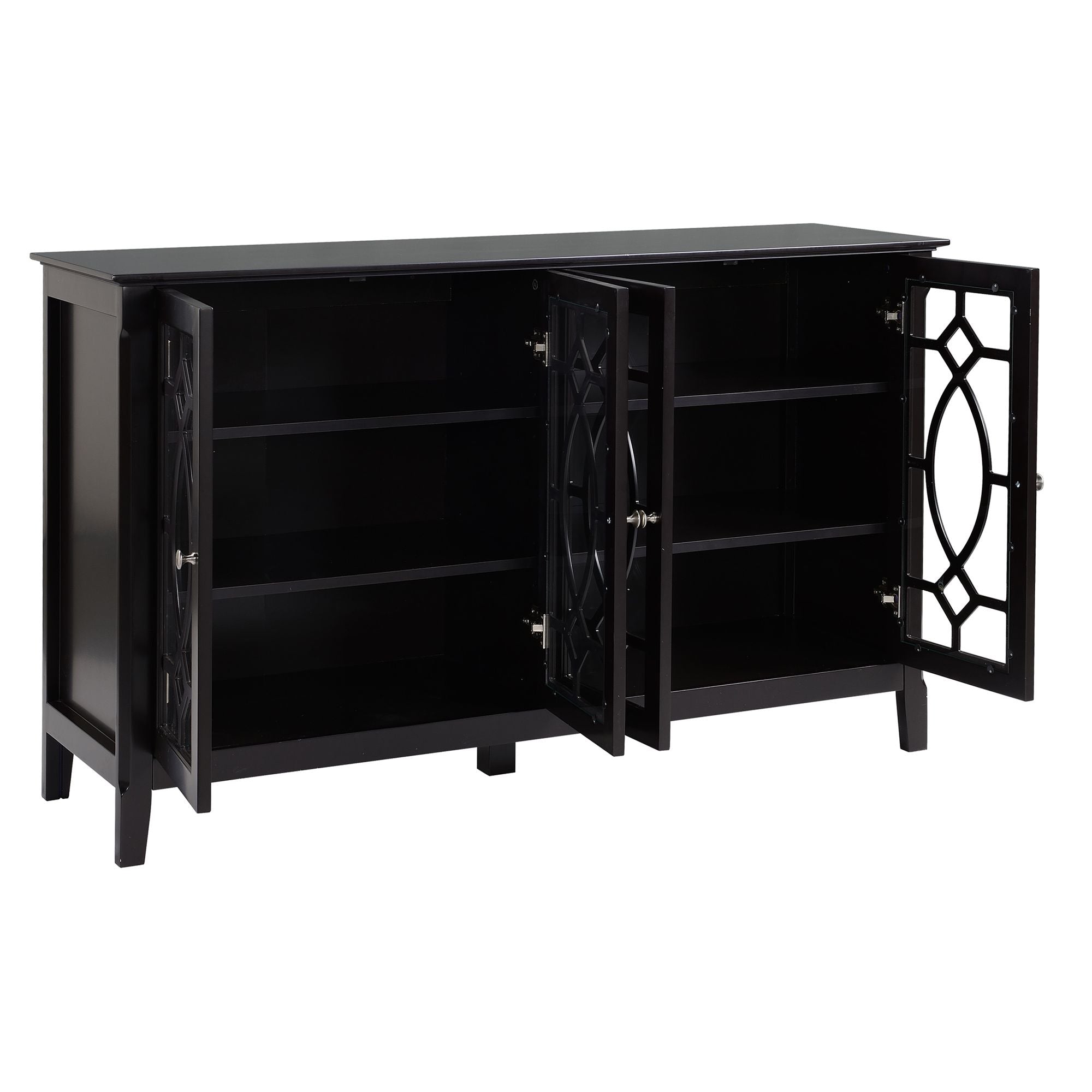 HOMCOM Modern Sideboard Espresso Storage Console Table Buffet Cabinet Glass Doors Living Dining Room - Comfortable Living Decor