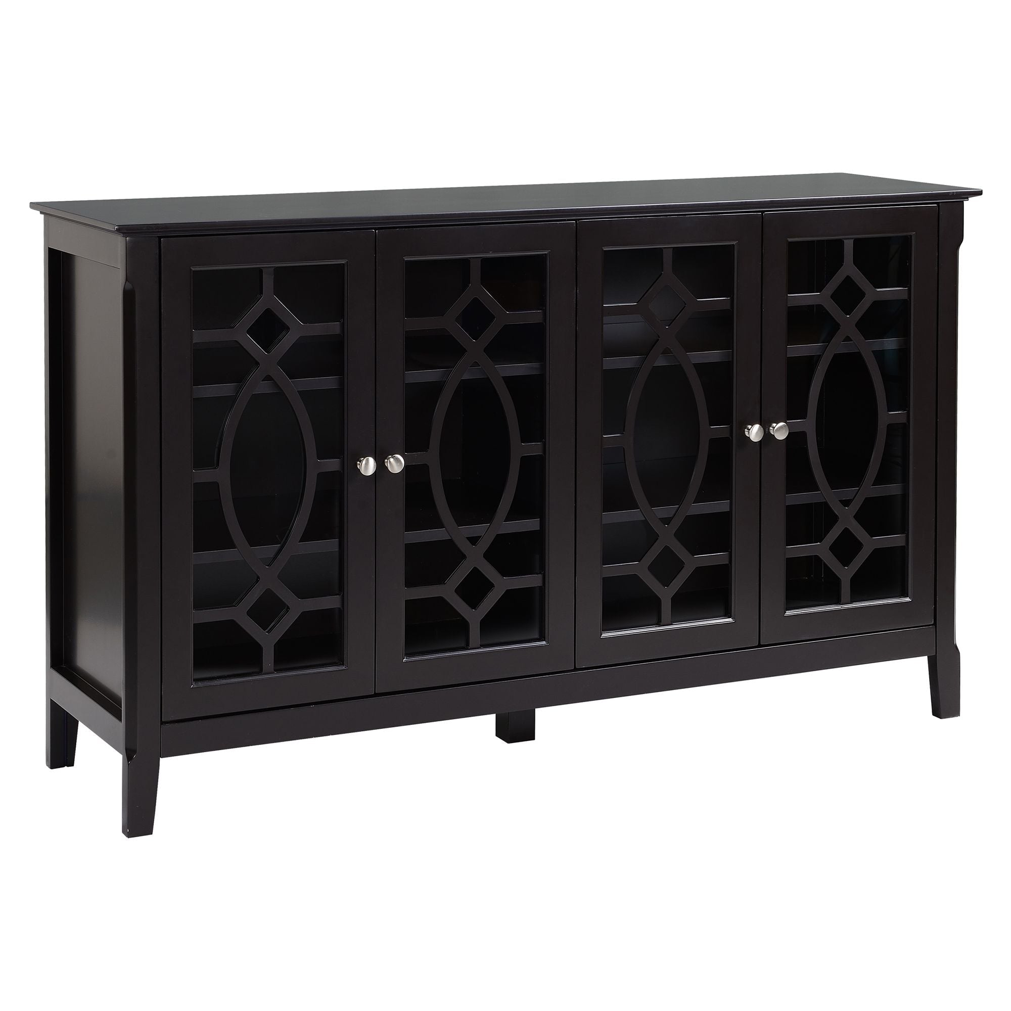 HOMCOM Modern Sideboard Espresso Storage Console Table Buffet Cabinet Glass Doors Living Dining Room - Comfortable Living Decor