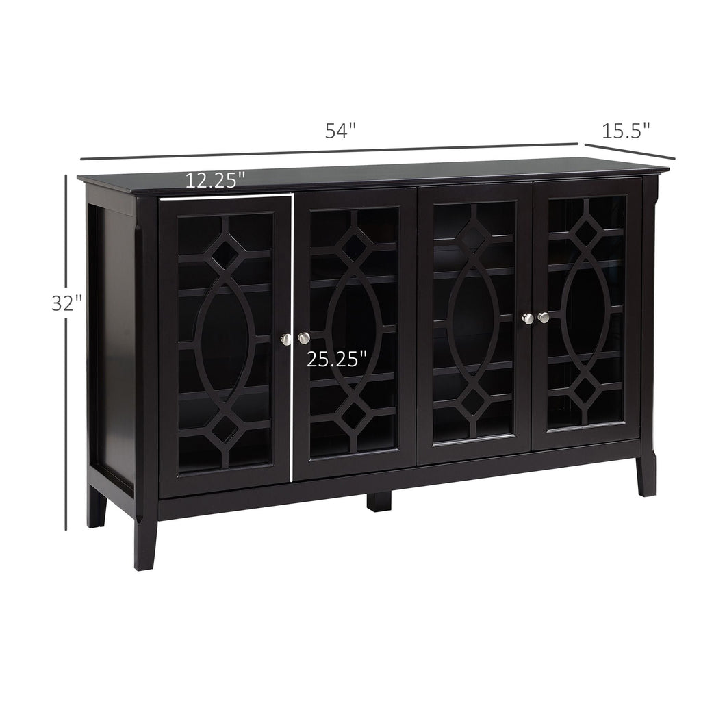 HOMCOM Modern Sideboard Espresso Storage Console Table Buffet Cabinet Glass Doors Living Dining Room - Comfortable Living Decor